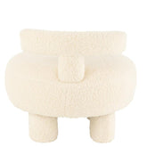 Kruk Rond Met Rugleuning Bouclé Wit - Kruk - J-Line - livinglovely.nl