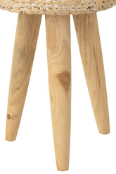 Kruk Rond Teakhout/Waterhyacint Wit - Kruk - J-Line - livinglovely.nl