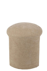 Kruk Rond Textiel Beige - Kruk - J-Line - livinglovely.nl