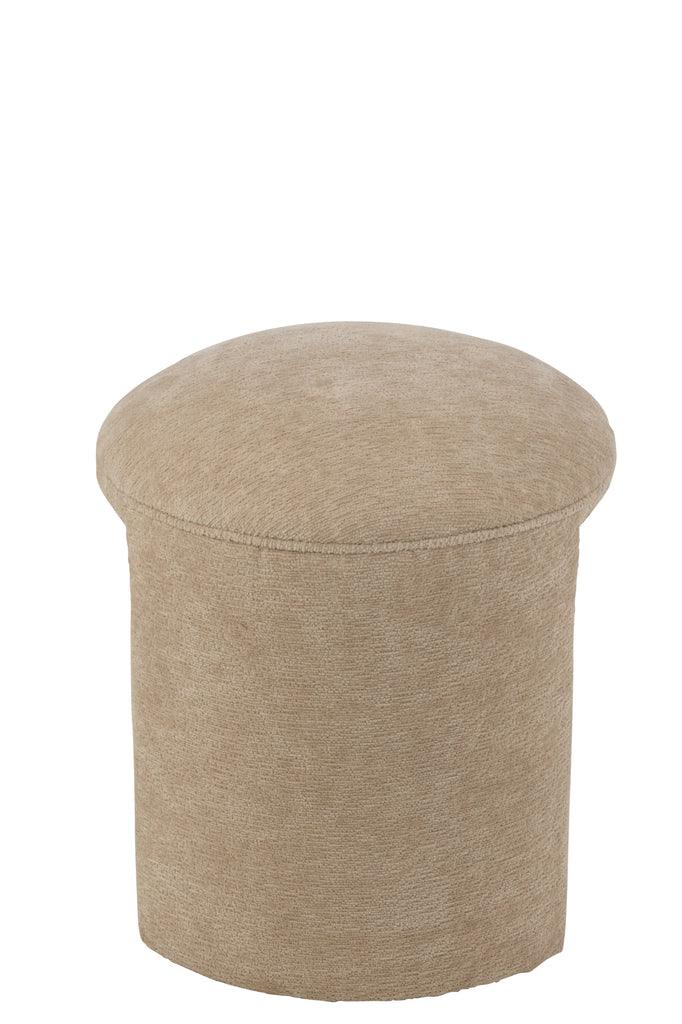 Kruk Rond Textiel Beige - Kruk - J-Line - livinglovely.nl