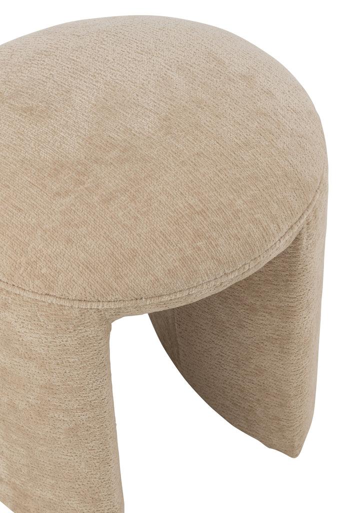 Kruk Rond Textiel Beige - Kruk - J-Line - livinglovely.nl