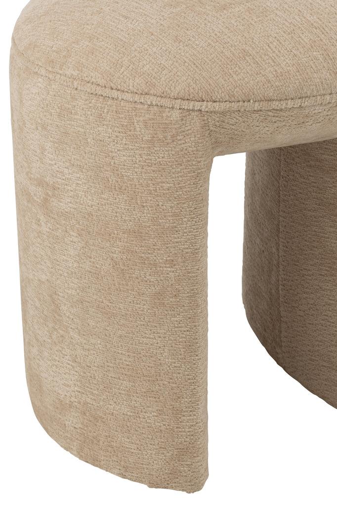 Kruk Rond Textiel Beige - Kruk - J-Line - livinglovely.nl