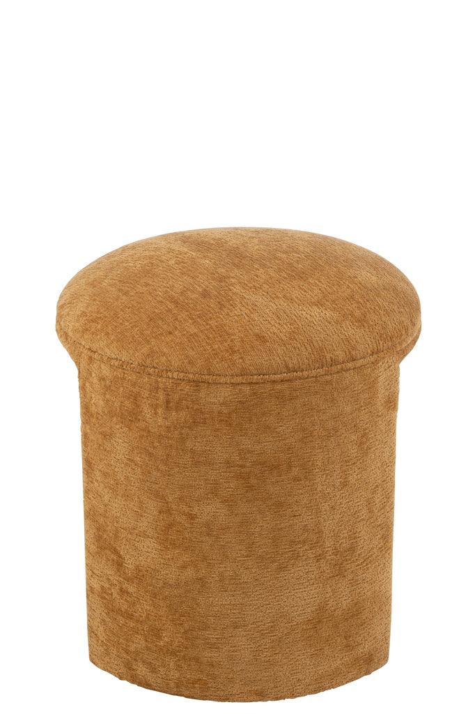 Kruk Rond Textiel Oker - Kruk - J-Line - livinglovely.nl