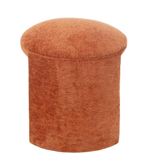 Kruk Rond Textiel Oranje Roest - Kruk - J-Line - livinglovely.nl