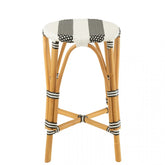 Kruk Rotan Zwart/Wit Large - Barkruk - J-Line - livinglovely.nl