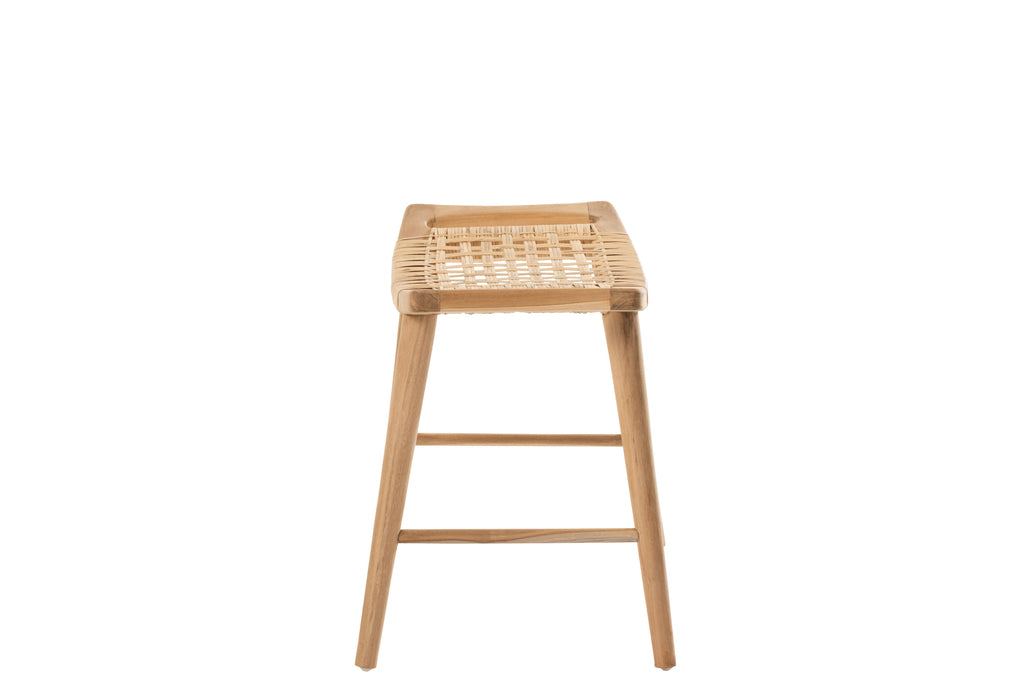Krukje Alis Teak Hout Naturel - Kruk - J-Line - livinglovely.nl