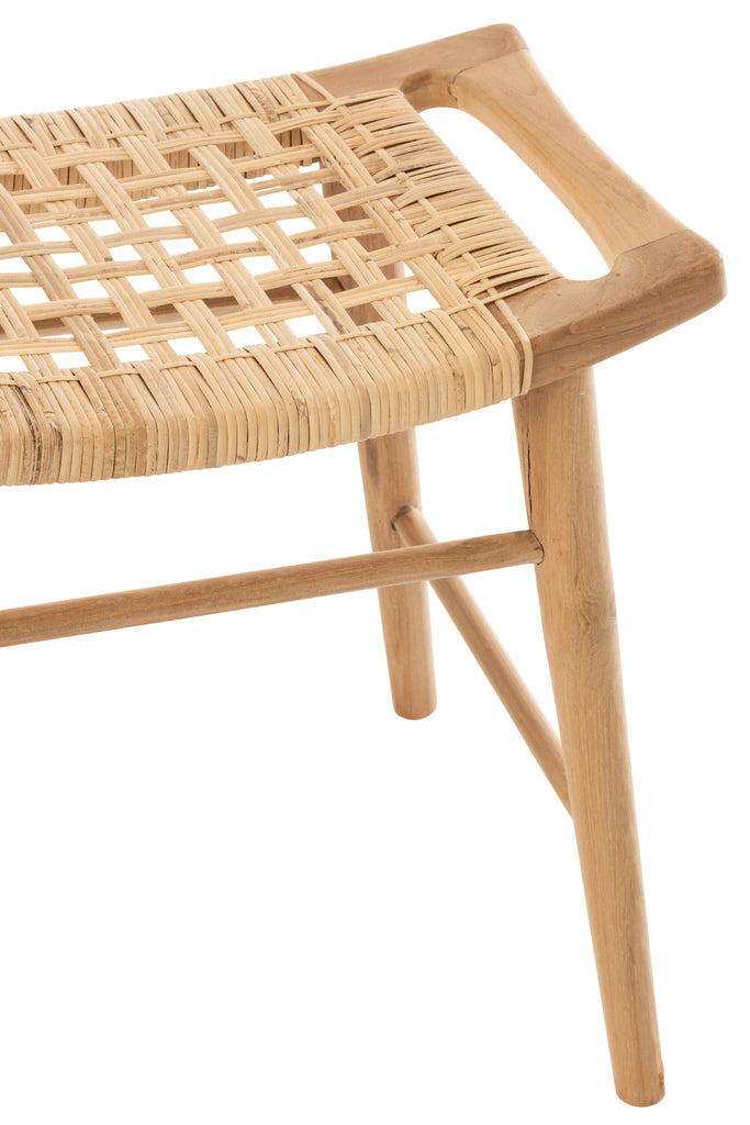 Krukje Alis Teak Hout Naturel - Kruk - J-Line - livinglovely.nl