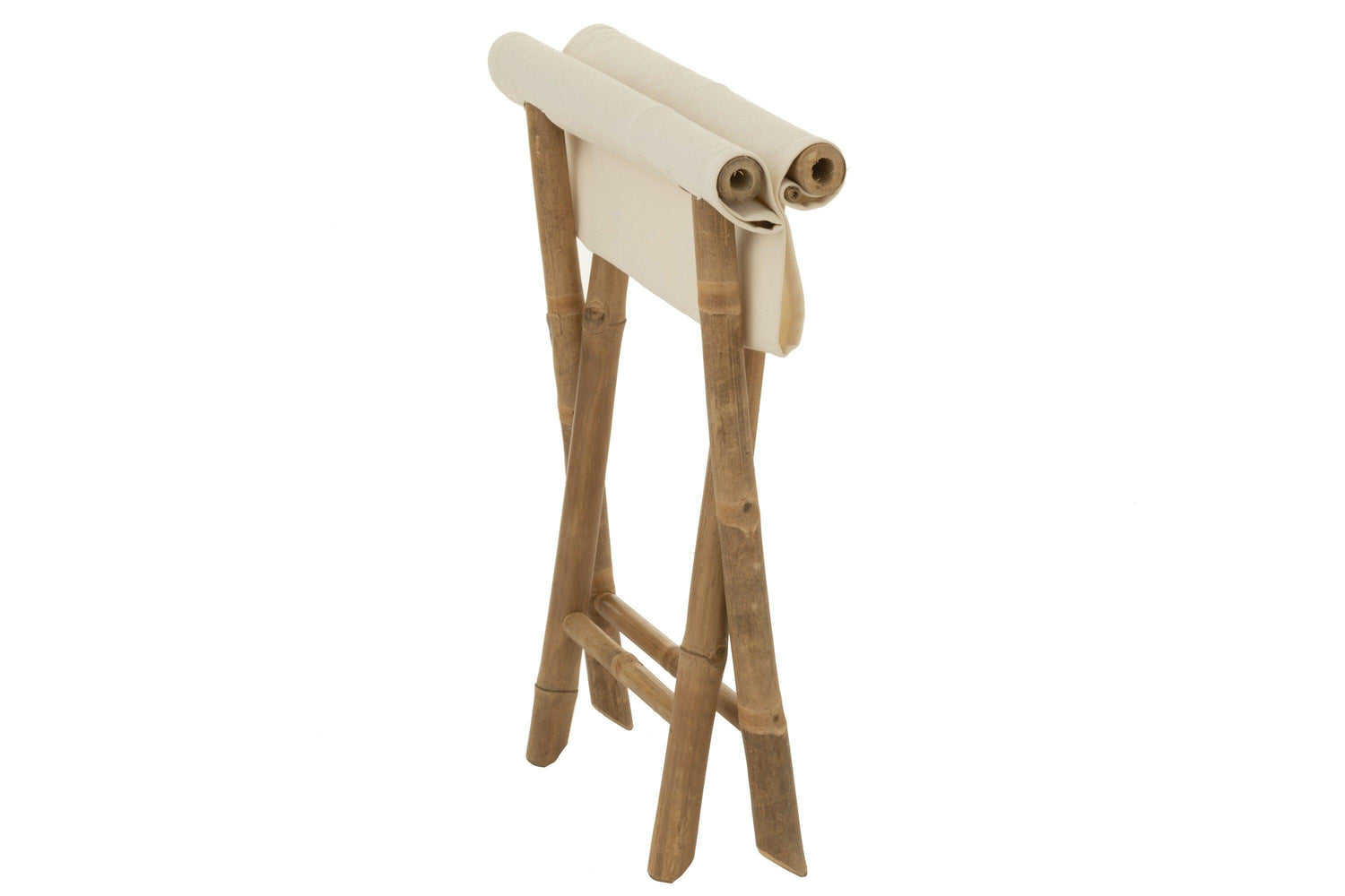 Krukje opvouwbaar - bamboe & textiel - naturel & wit - Kruk - J-Line - livinglovely.nl