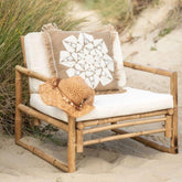 Kussen Bloem Abstract Jute Naturel/Beige - Kussen - J-Line - livinglovely.nl