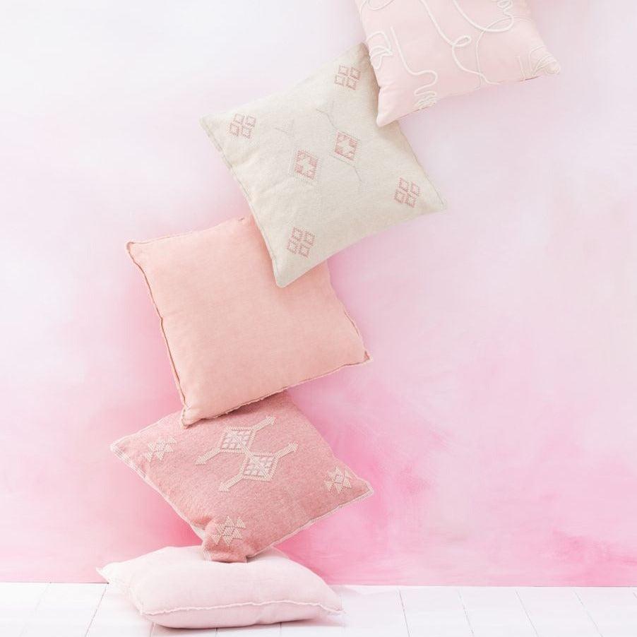 Kussen Diamanten + Pijlen Katoen Creme/Roze - Kussen - J-Line - livinglovely.nl