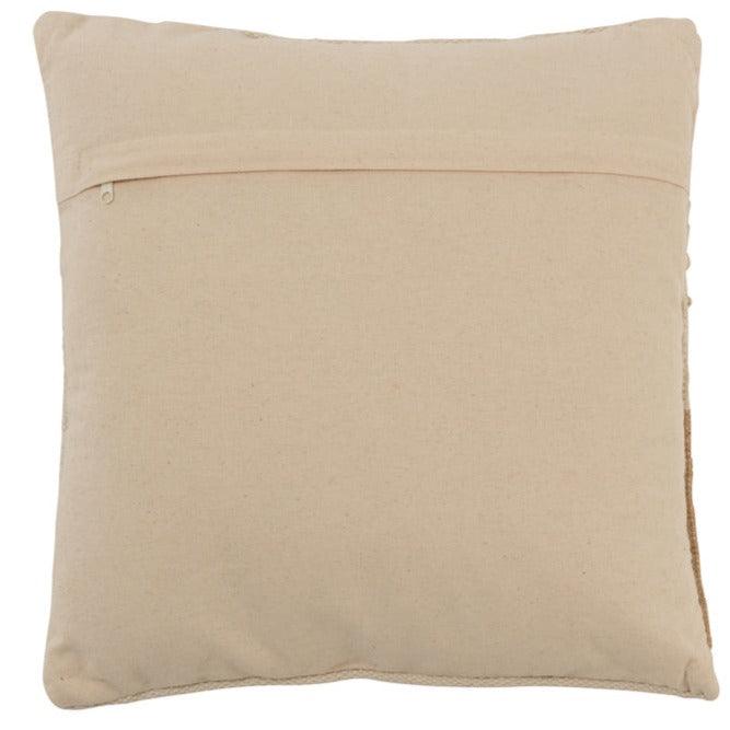 Kussen Franjes Vierkant Katoen Beige - Kussen - J-Line - livinglovely.nl