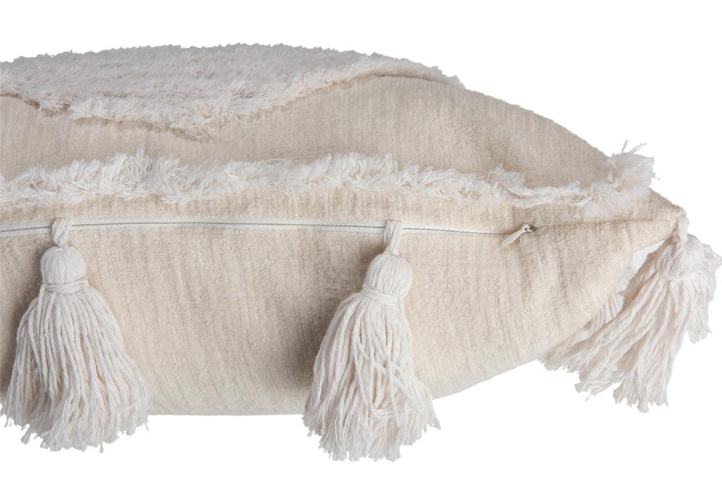 Kussen Kwast Polyester Wit - Kussen - J-Line - livinglovely.nl