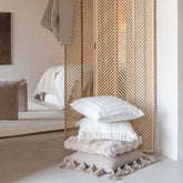 Kussen Motief Vierkanten Polyester Wit - Kussen - J-Line - livinglovely.nl