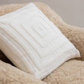 Kussen Motief Vierkanten Polyester Wit - Kussen - J-Line - livinglovely.nl