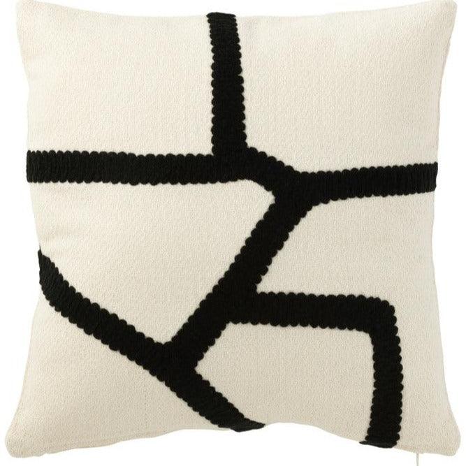 Kussen Streep - wit/zwart - Kussen - J-Line - livinglovely.nl