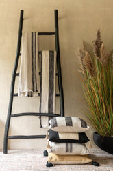 Kussen Strepen Linnen Beige Vierkant - Kussen - J-Line - livinglovely.nl