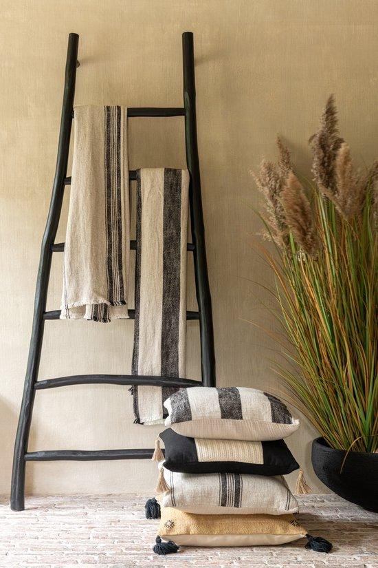 Kussen Strepen Linnen Beige Vierkant - Kussen - J-Line - livinglovely.nl