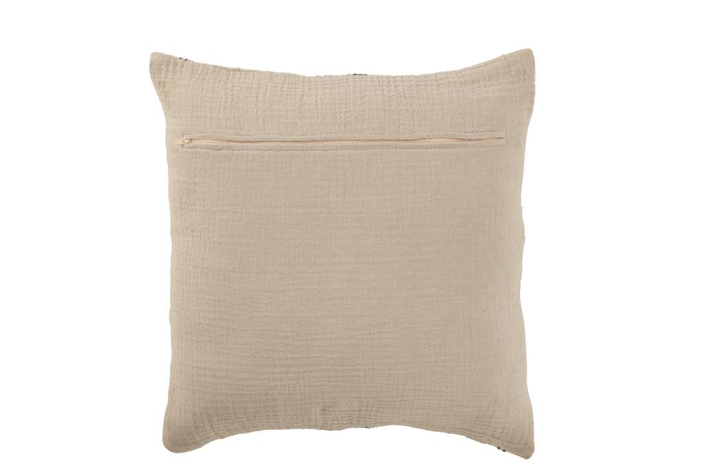 Kussen Strepen Linnen Beige Vierkant - Kussen - J-Line - livinglovely.nl