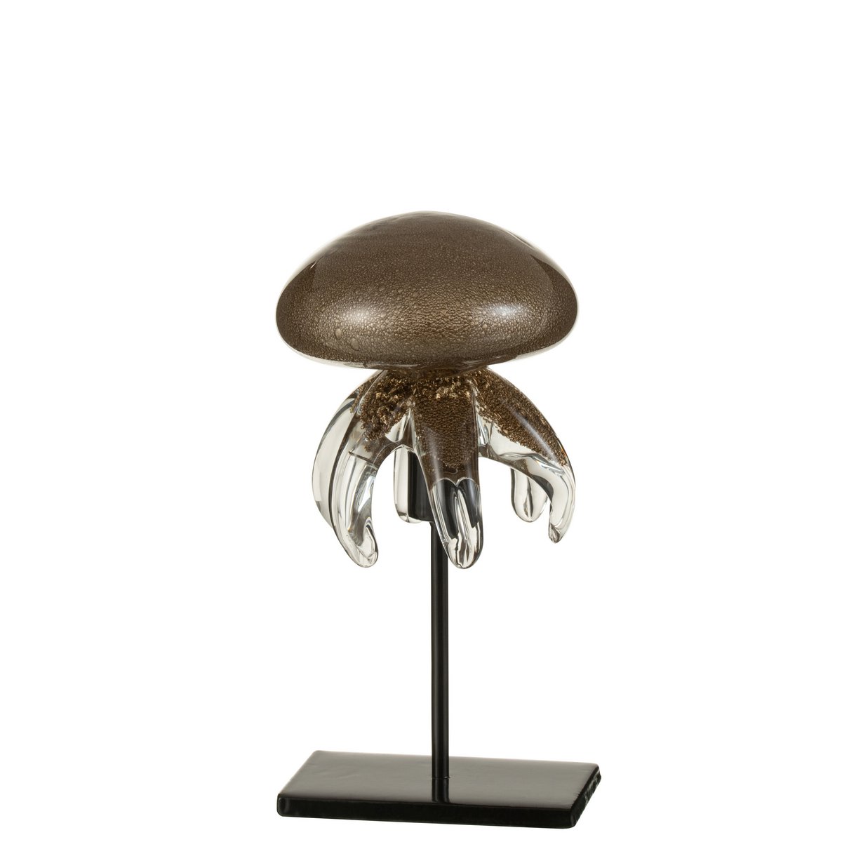 Kwal Op Voet Glas Bruin Small - Ornament - J-Line - livinglovely.nl