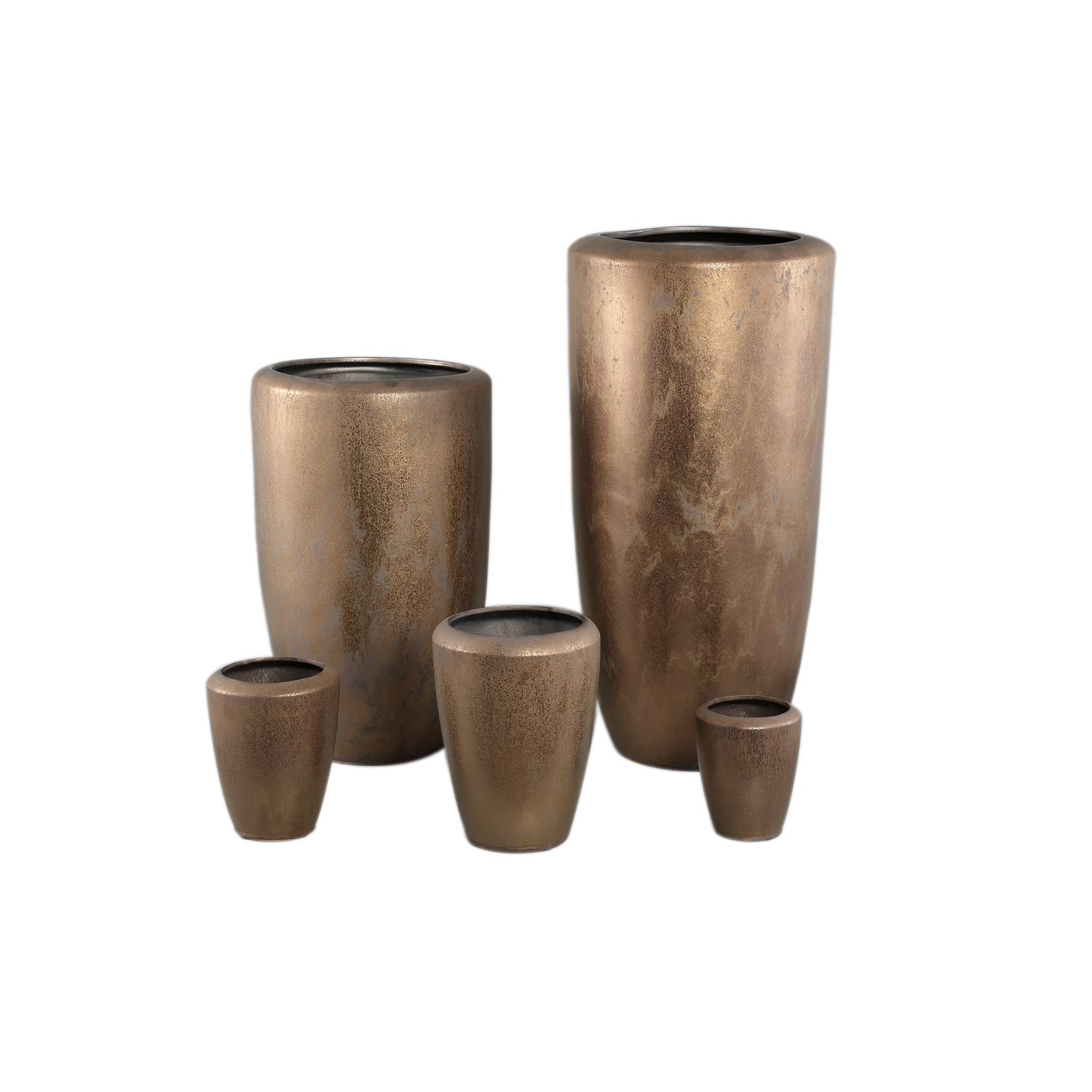 Kyleigh Bronze Round Ceramic Pot Smooth High XL - - PTMD - livinglovely.nl
