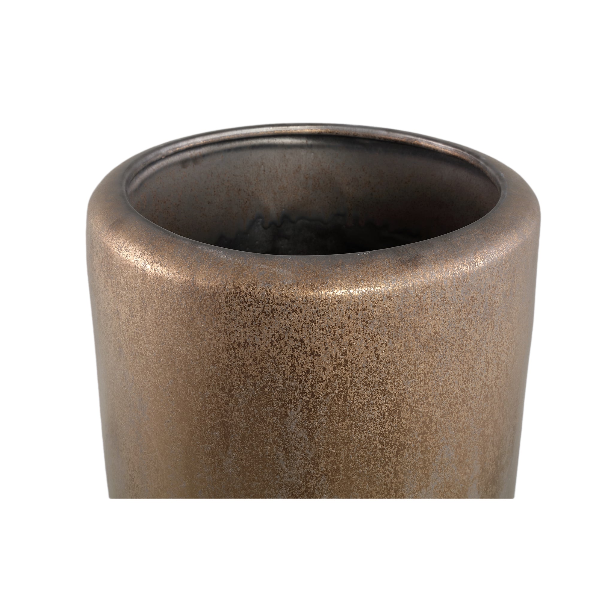 Kyleigh Bronze Round Ceramic Pot Smooth High XL - - PTMD - livinglovely.nl