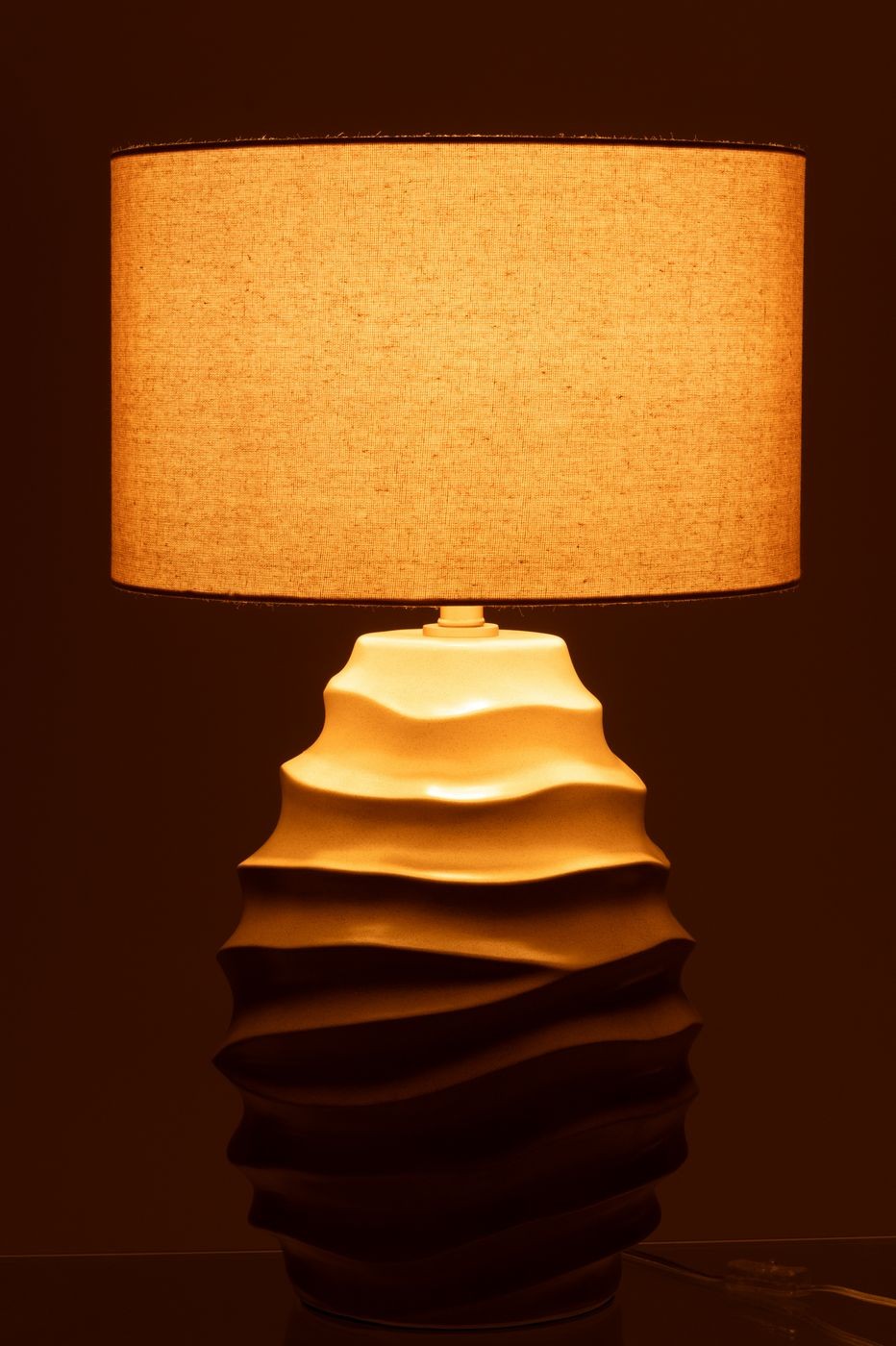 Lamp Golf Keramiek Beige - Tafellamp - J-Line - livinglovely.nl
