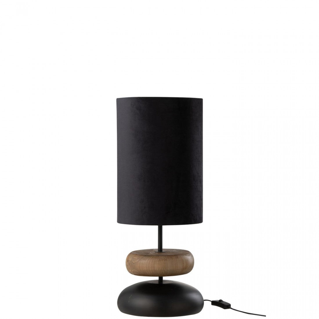 Lamp Jade Ijzer/Dennenhout Zwart/Naturel - Tafellamp - J-Line - livinglovely.nl