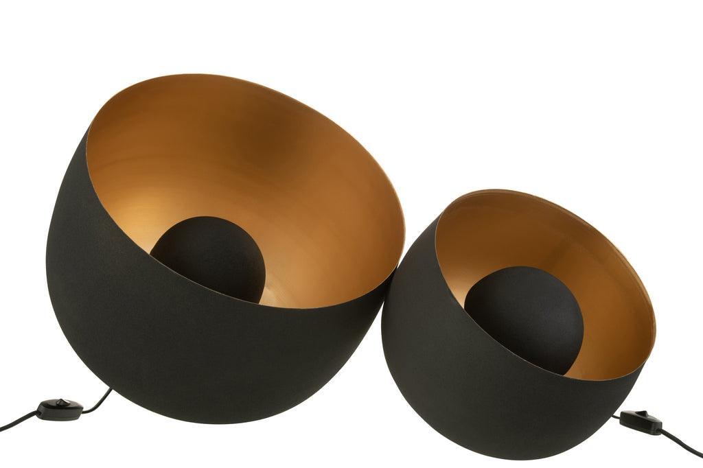 Lamp Rond Interieur Goud Metaal Zwart Large - Tafellamp - J-Line - livinglovely.nl