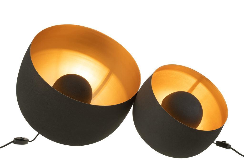 Lamp Rond Interieur Goud Metaal Zwart Large - Tafellamp - J-Line - livinglovely.nl