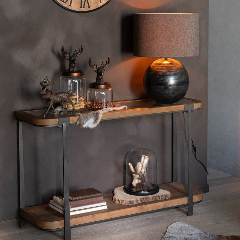 Lamp Schaal Metaal Zwart Large - Tafellamp - J-Line - livinglovely.nl