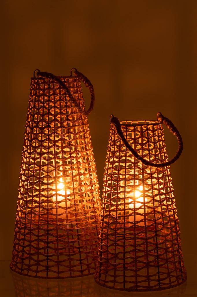 Lantaarn Anais Rotan Natural Large - Lantaarn - J-Line - livinglovely.nl