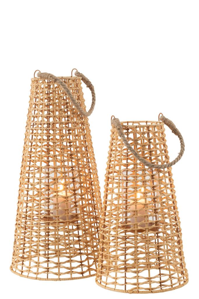Lantaarn Anais Rotan Natural Large - Lantaarn - J-Line - livinglovely.nl