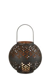 Lantaarn Bol Geperforeerd Ijzer Zwart Mat - Lantaarn - J-Line - livinglovely.nl