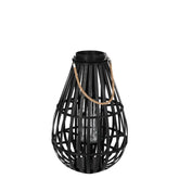 Lantaarn Druppelvorm Bamboo Zwart Small - Lantaarn - J-Line - livinglovely.nl