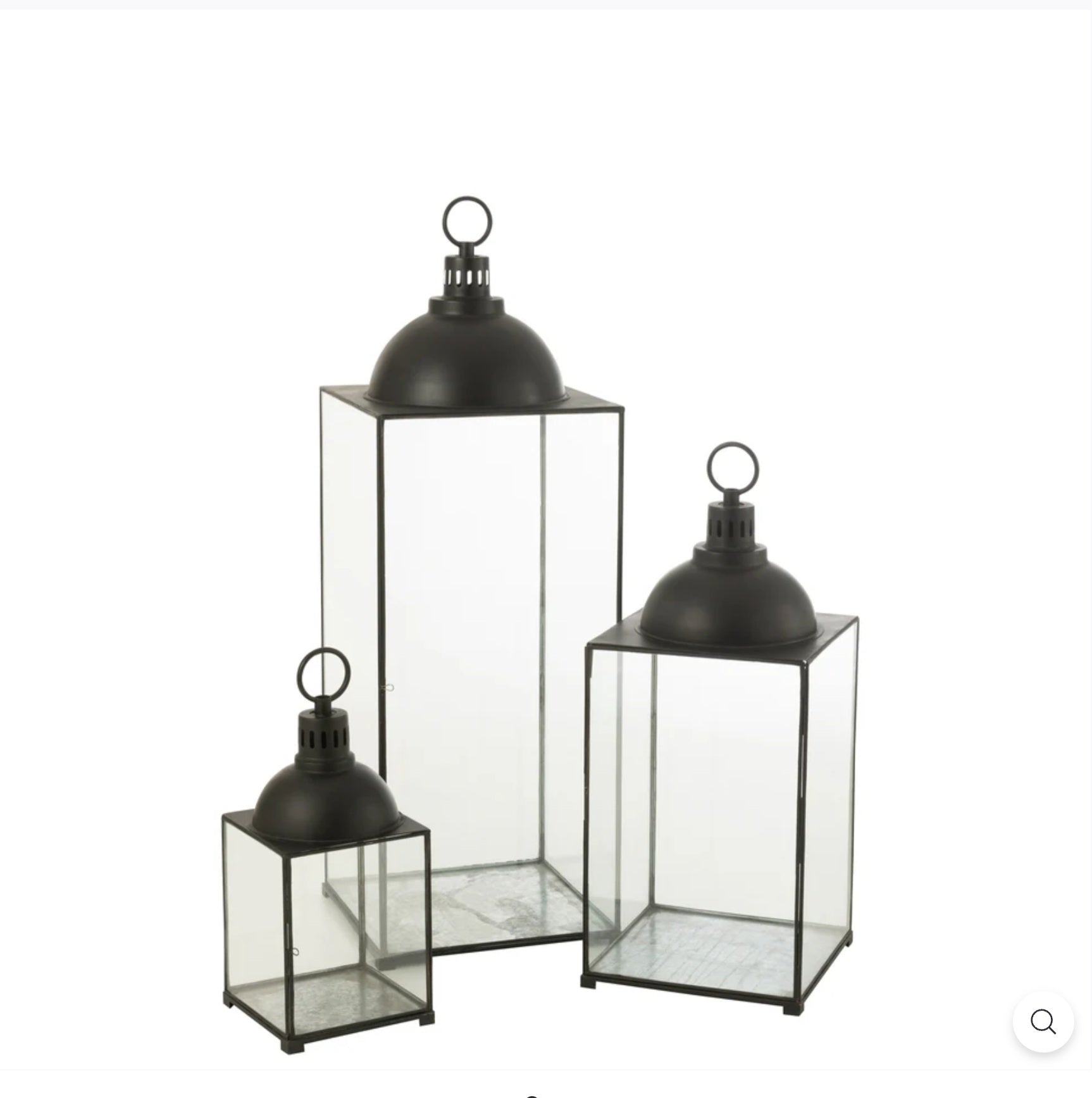 Lantaarn Hagrid Glas/Ijzer Zwart Medium - Lantaarn - J-Line - livinglovely.nl