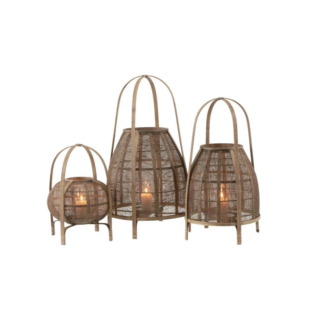 Lantaarn Kap Bamboe Natural Medium - Lantaarn - J-Line - livinglovely.nl