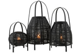 Lantaarn Kap Bamboe Zwart Large - Lantaarn - J-Line - livinglovely.nl