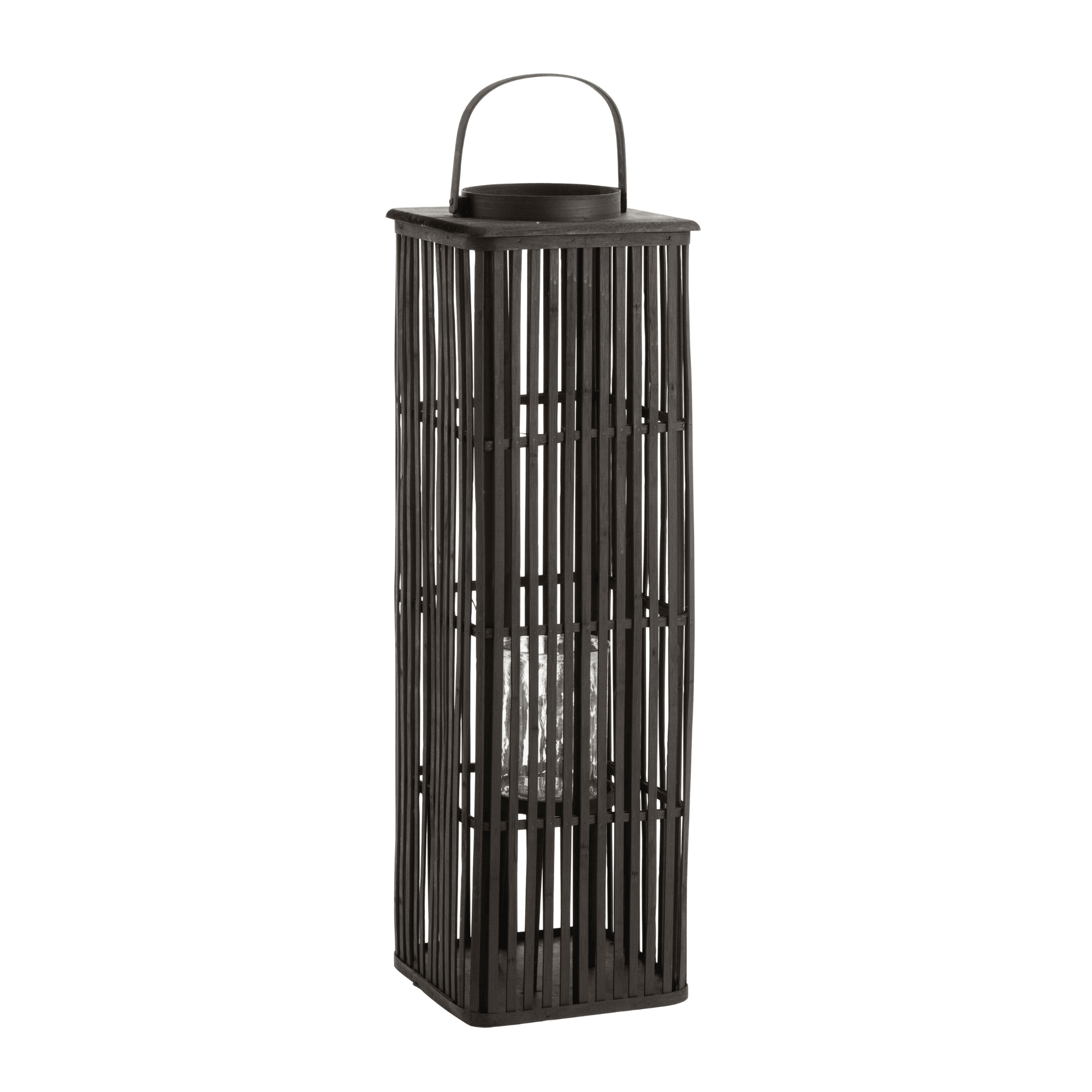 Lantaarn Lang Bamboo Zwart - Lantaarn - J-Line - livinglovely.nl
