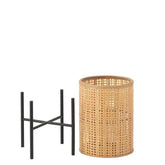 Lantaarn Op Voet Bamboo Naturel Small - Lantaarn - J-Line - livinglovely.nl