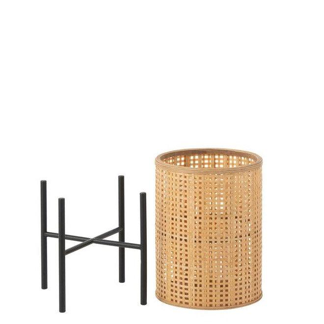 Lantaarn Op Voet Bamboo Naturel Small - Lantaarn - J-Line - livinglovely.nl