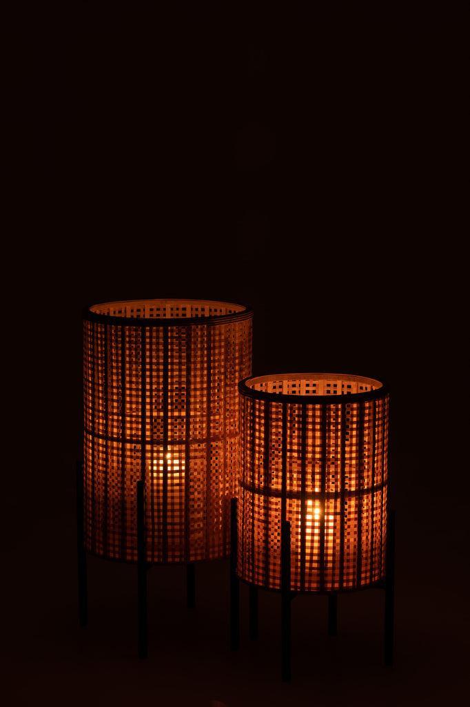 Lantaarn Op Voet Bamboo Naturel Small - Lantaarn - J-Line - livinglovely.nl