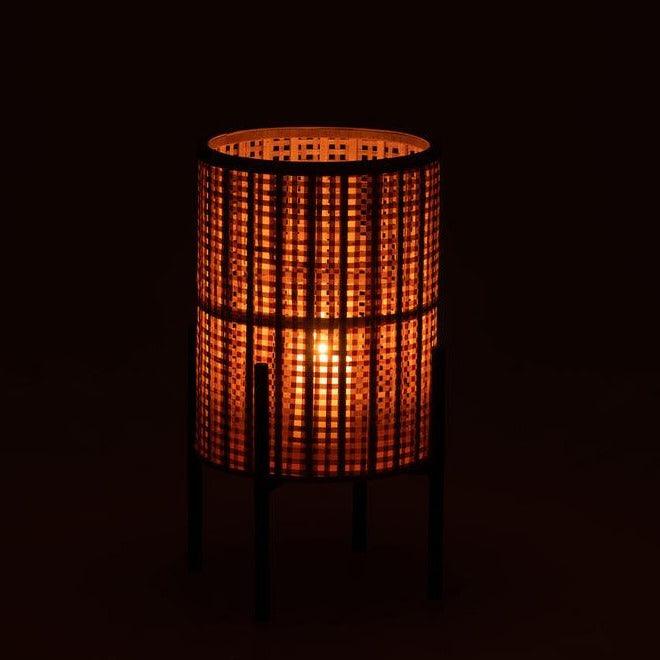 Lantaarn Op Voet Bamboo Naturel Small - Lantaarn - J-Line - livinglovely.nl