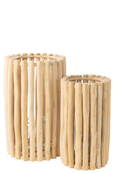 Lantaarn Teck Naturel Set van 2 J-Line - Lantaarn - J-Line - livinglovely.nl