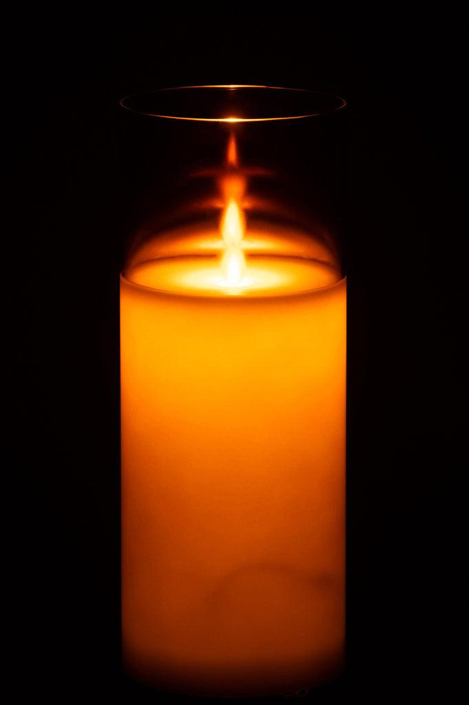 Ledlamp Blinkend Glas Bruin Large - LED Kaars - J-Line - livinglovely.nl