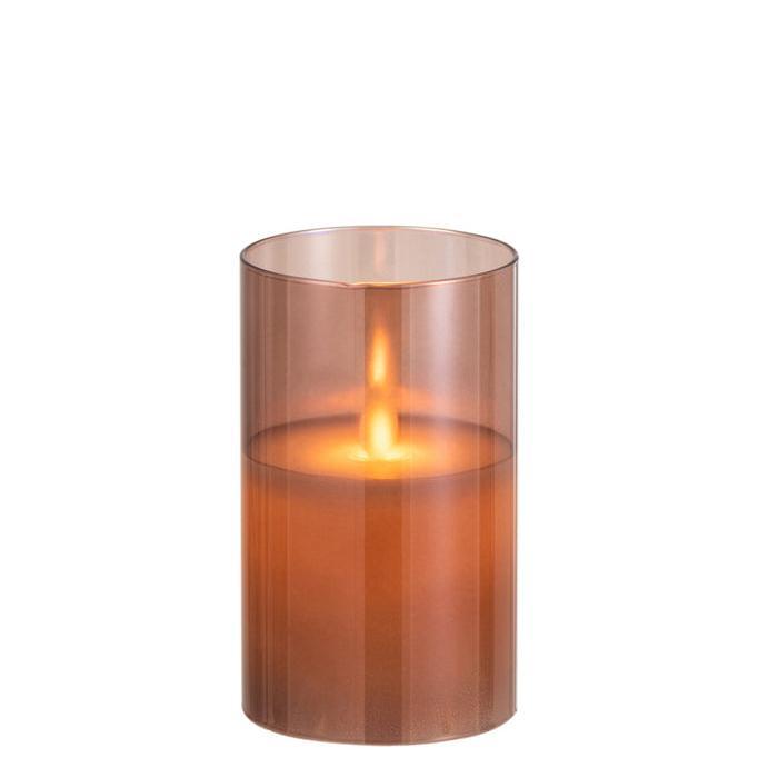 Ledlamp Blinkend Glas Bruin Small - LED Kaars - J-Line - livinglovely.nl