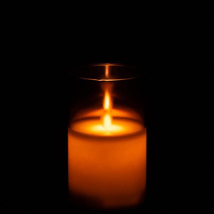 Ledlamp Blinkend Glas Bruin Small - LED Kaars - J-Line - livinglovely.nl