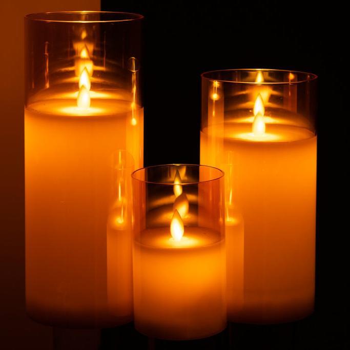 Ledlamp Blinkend Glas Goud Large - LED Kaars - J-Line - livinglovely.nl