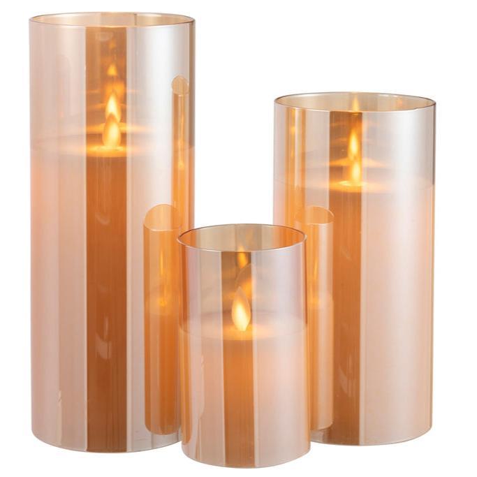 Ledlamp Blinkend Glas Goud Large - LED Kaars - J-Line - livinglovely.nl