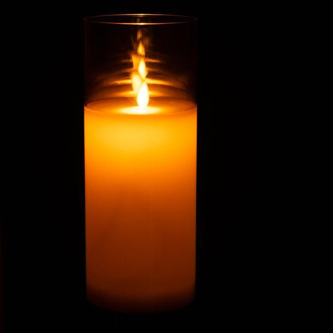 Ledlamp Blinkend Glas Goud Large - LED Kaars - J-Line - livinglovely.nl