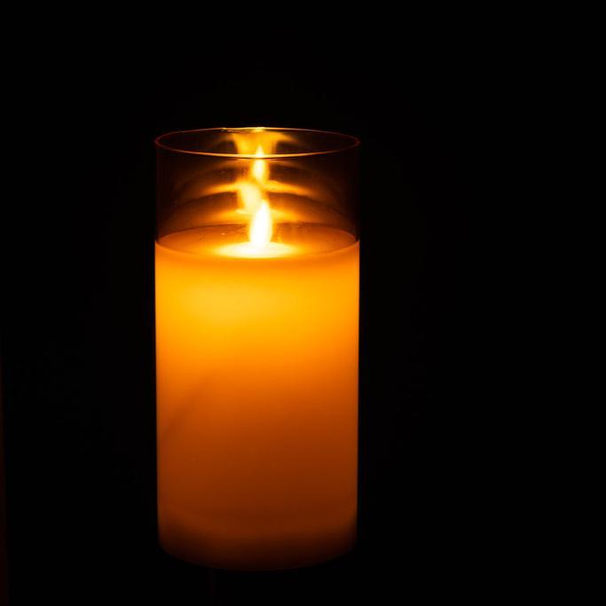 Ledlamp Blinkend Glas Goud Medium - LED Kaars - J-Line - livinglovely.nl